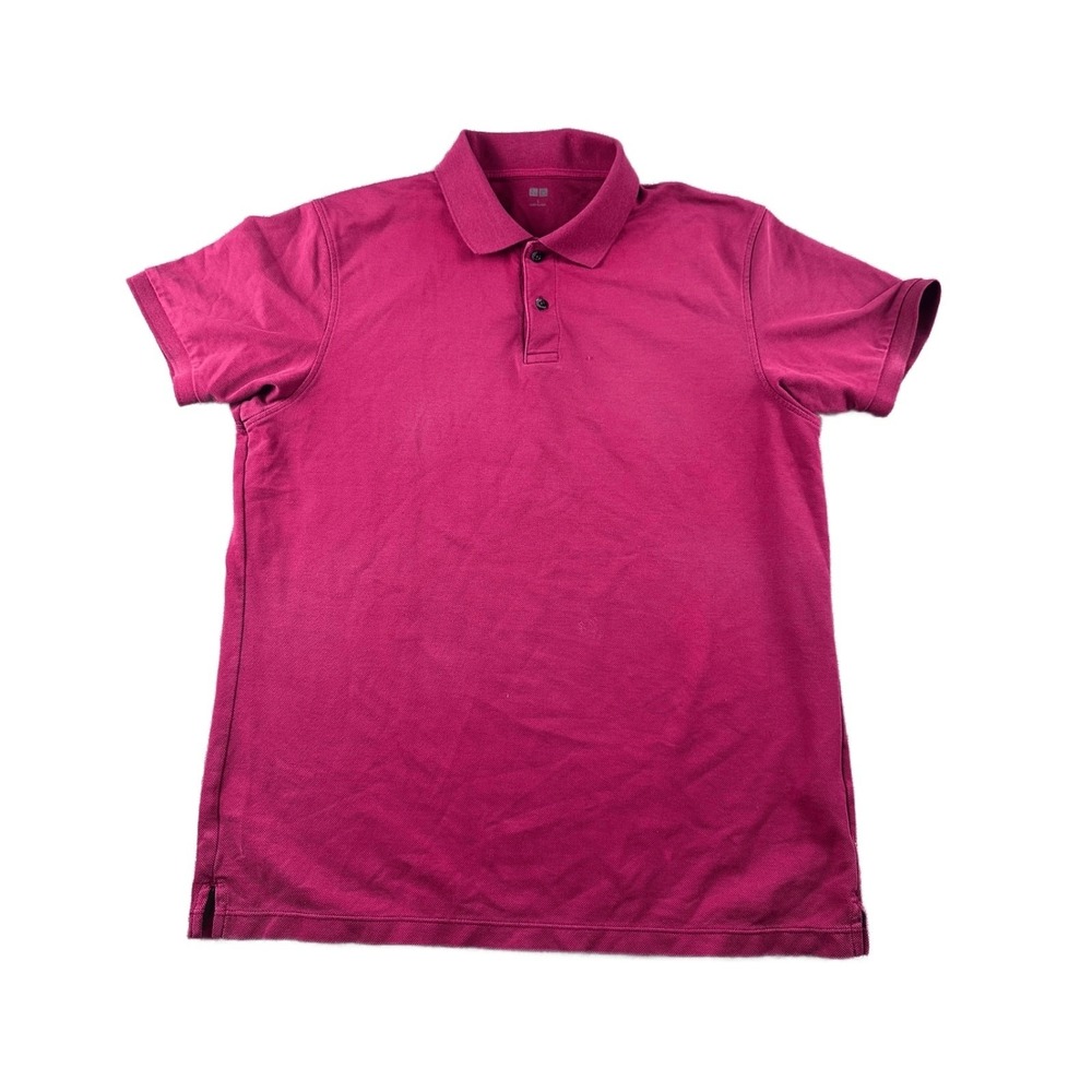Uniqlo Polo Shirt Men L Pink Cotton Blend Short Sleeve Pique Preppy Golf Tennis
